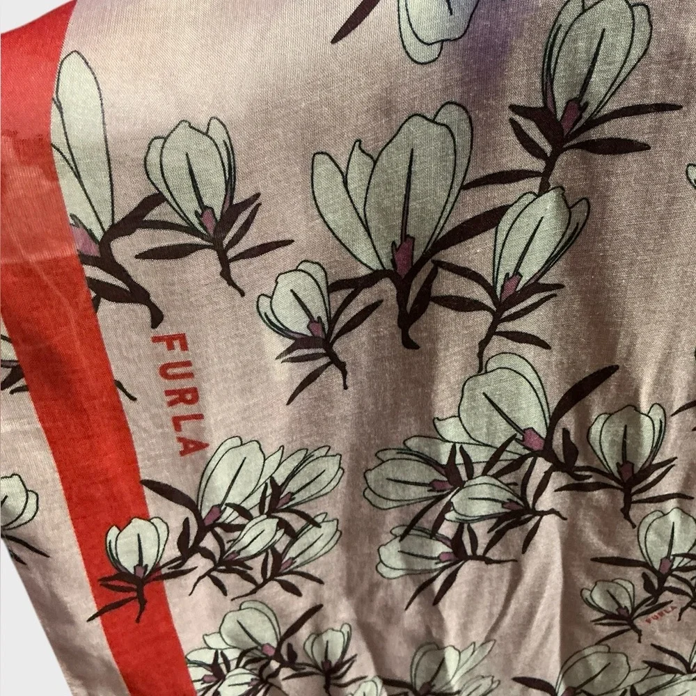 Furla Pink Floral Oversized Scarf Wrap Shawl Stole 72” x 27”